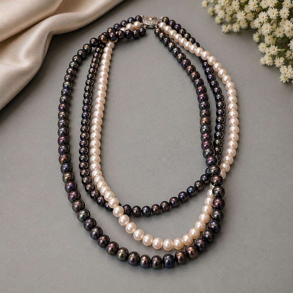 Vintage 3 Strand Pearl Necklace 18" Genuine Pearls Sterling Silver Clasp
